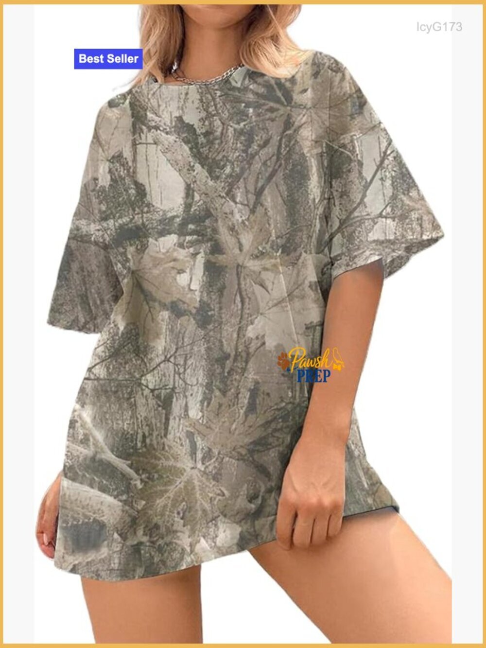 Oversized Camo Print T-Shirt Short Sleeve Baggy Tunic Tee